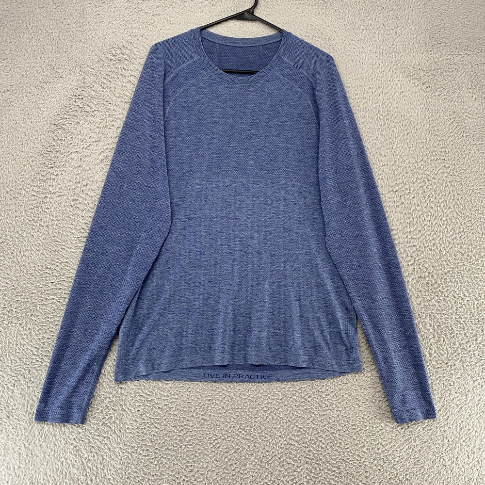 Lululemon Metal Vent Tech Shirt Mens Large Blue Seamless Running Workout Gym